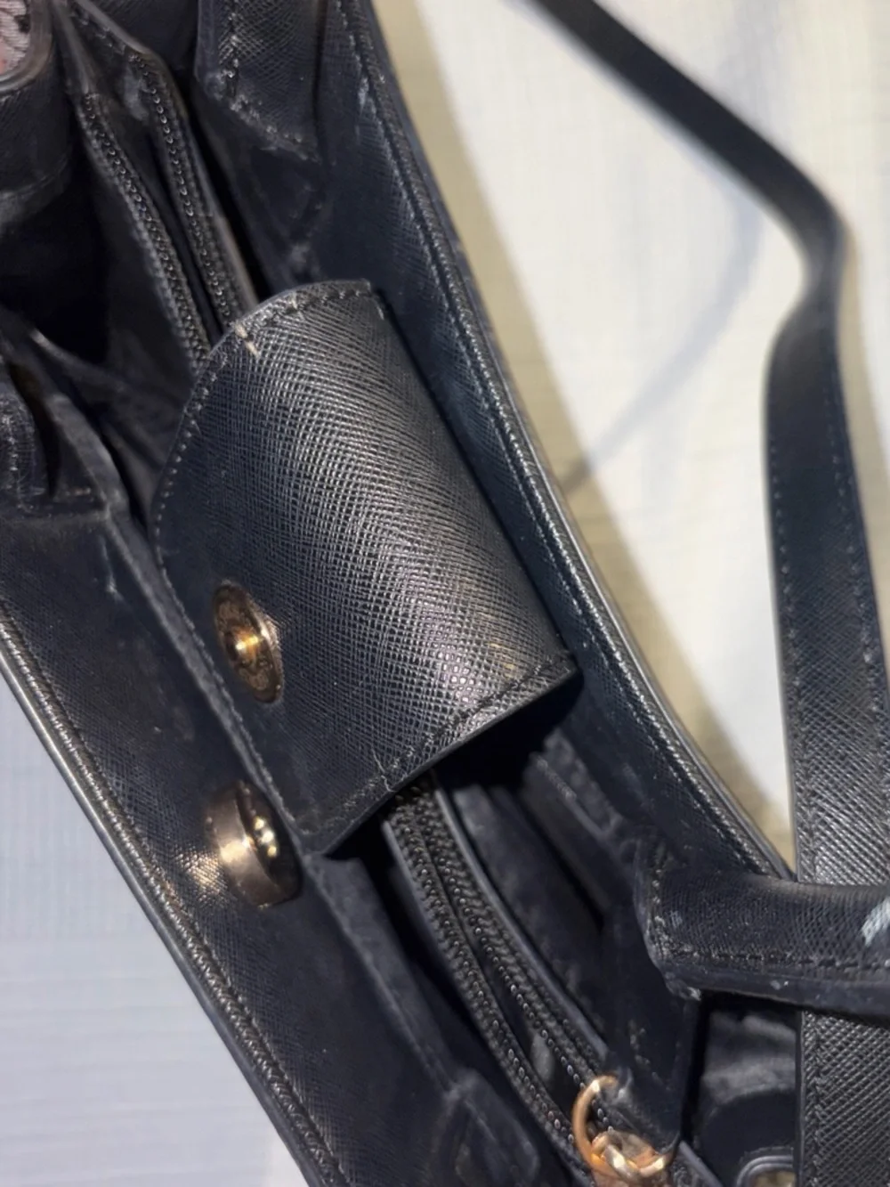 GUESS Gray & Black Logo Satchel with Gold Hardware